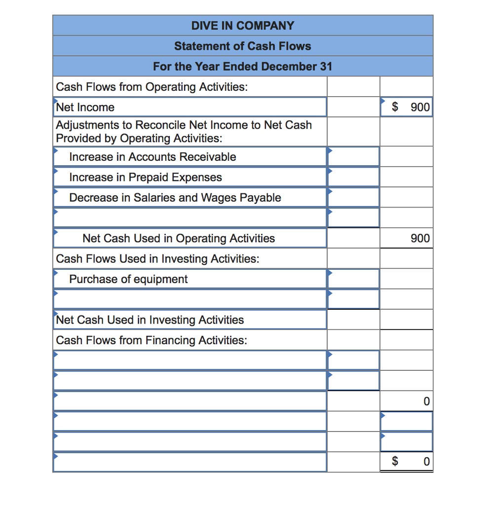by two diving instructors. The company's comparative balance sheets and income statement