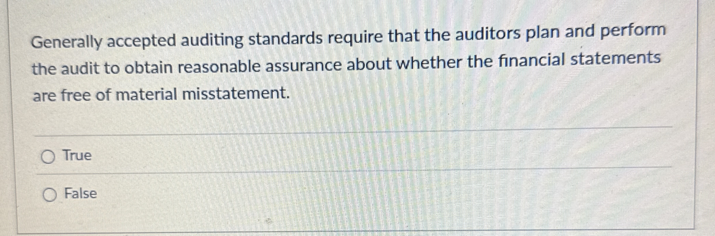  Generally accepted auditing standards require that the auditors plan and perform