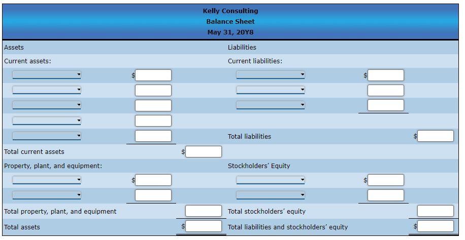 on April 1, 20Y8. The chart of accounts for Kelly Consulting is