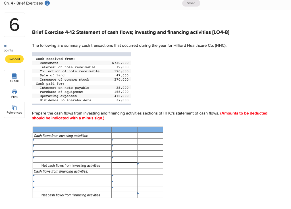 help asap Ch. 4- Brief Exercises i Saved 6 Brief Exercise 4-12
