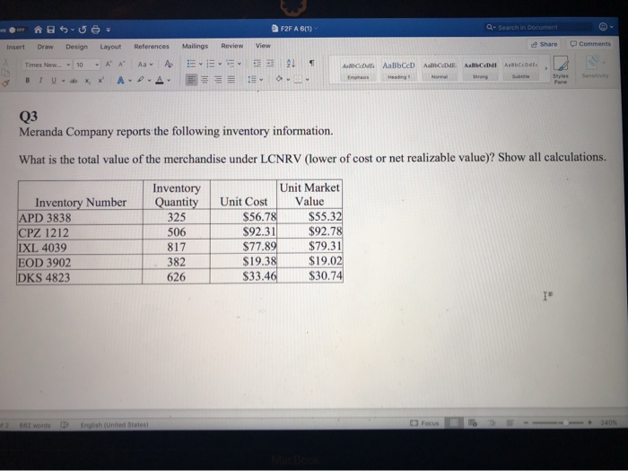  F2F A 6/1) Q- Search in Document Share Comments Review ABS5