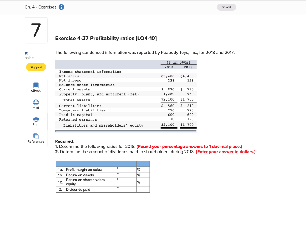 help asap, please fill in the table completely. Ch. 4- Exercises Saved