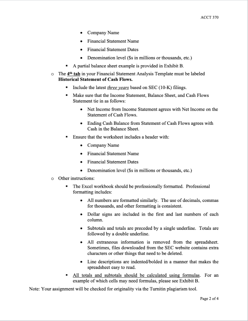 (AMZ) ACCT 370 . . . EXCEL PROJECT: HISTORICAL FINANCIAL STATEMENTS ASSIGNMENT