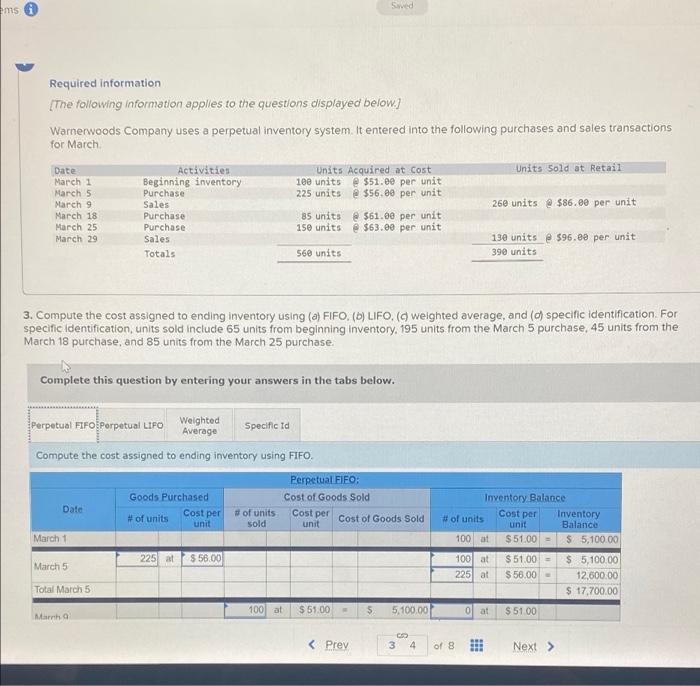  please answer all charts ms Swed Required information {The following information