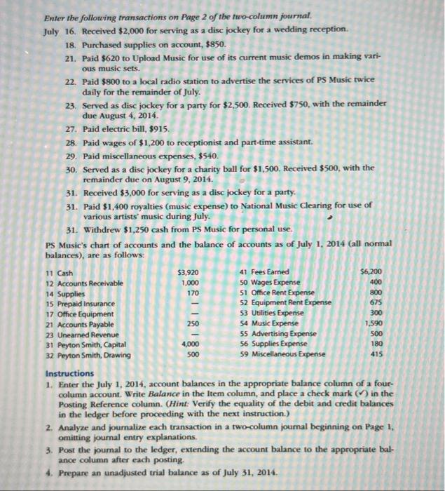 Music during June 2014 were described at the end of PS Chapter