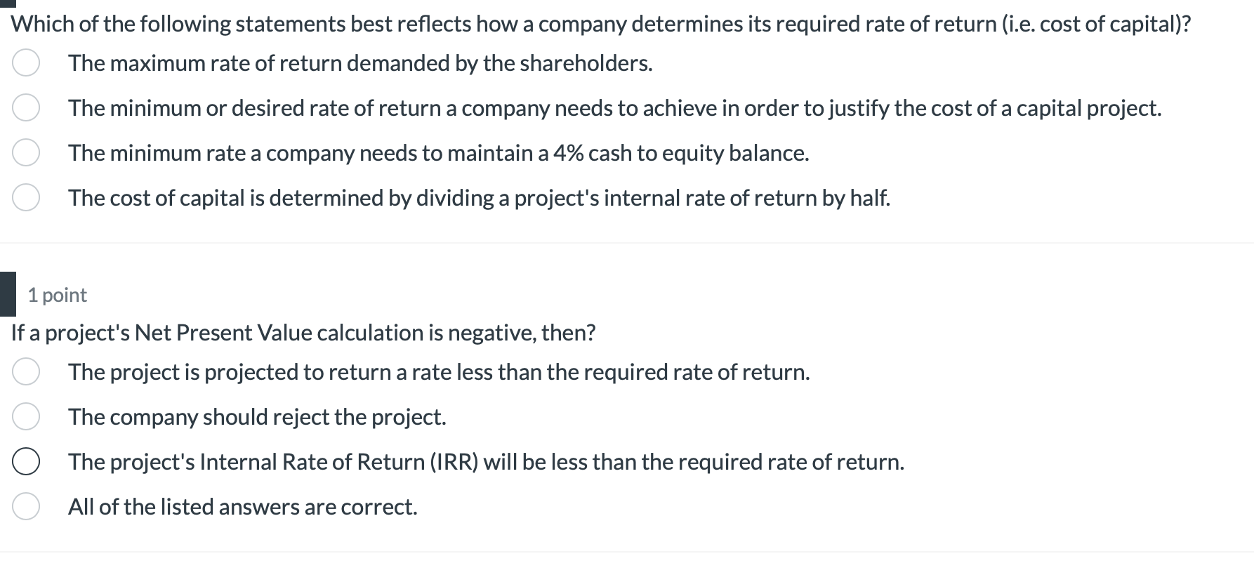 project its cost of capital (required rate of return) to be 8%