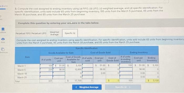 @ $56.00 per unit March 9 Sales 260 units @ $86.00 per
