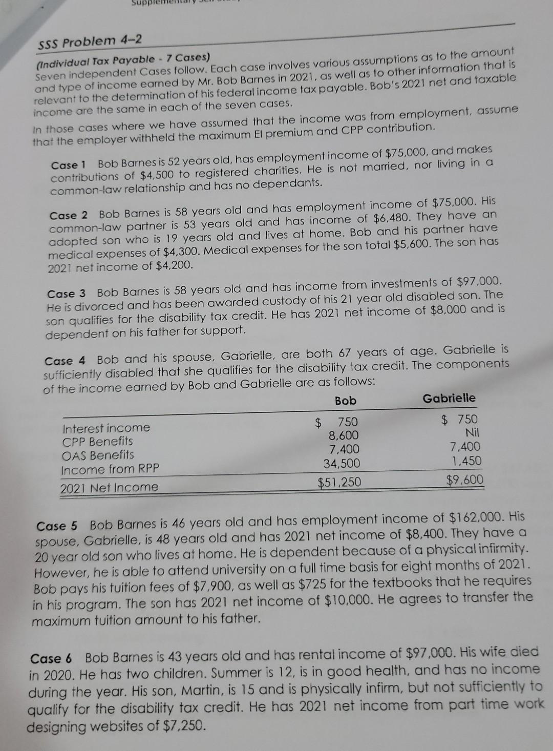 Supp SSS Problem 4-2 (Individual Tax Payable - 7 Cases) Seven