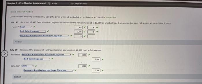  Chapter 8 - Pre-Chapter Assignment Book Show Me How Di Wo