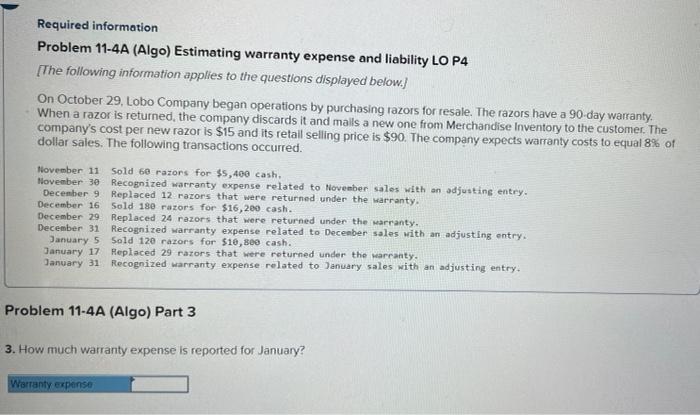 below) On October 29, Lobo Company began operations by purchasing razors for