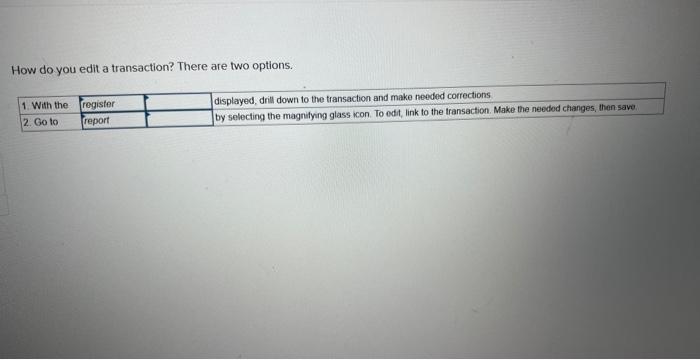  How do you edit a transaction? There are two options