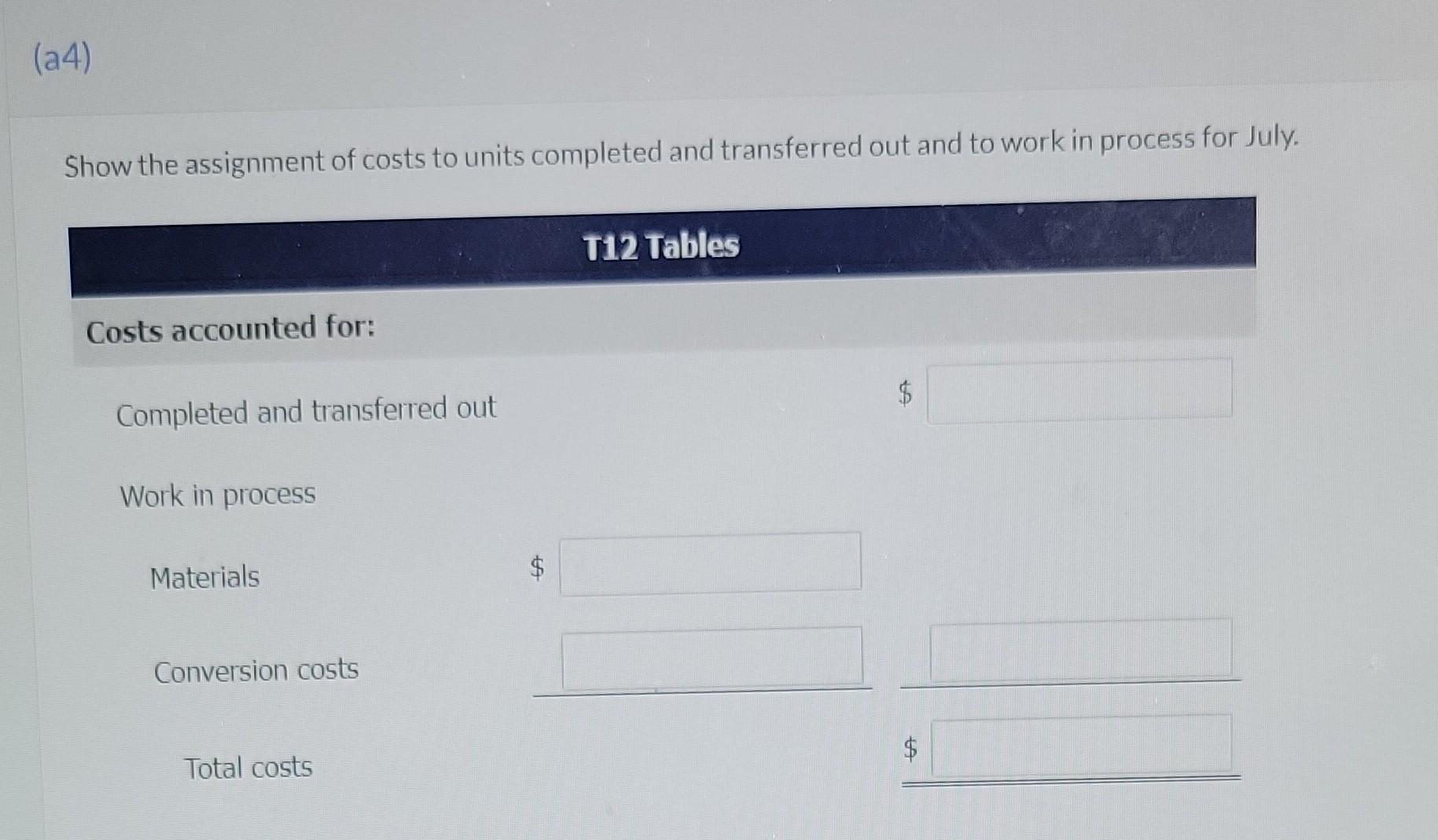 separate processes. In each process, materials are added at the beginning, and