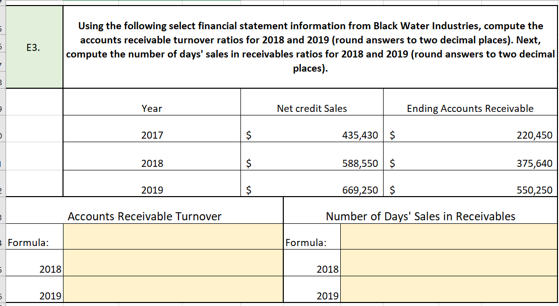  Using the following select financial statement information from Black Water Industries,