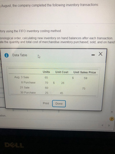 Prepare a perpetual inventory record for the merchandise inventory using the