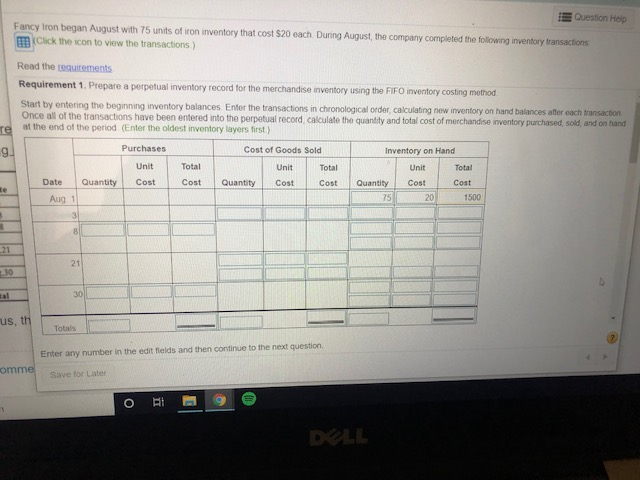 FIFO inventory costing method. 2 Prepare a perpetual inventory record for the