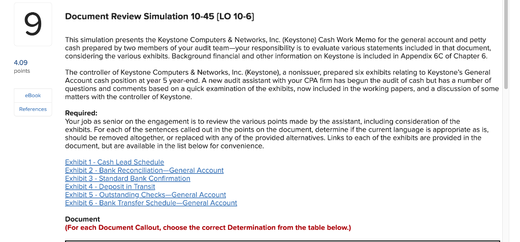  Document Review Simulation 10-45 (LO 10-6) 9 This simulation presents the