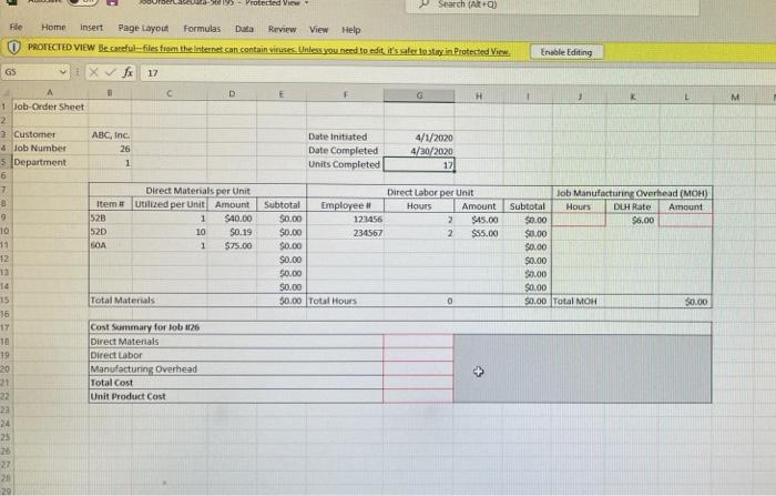 vemember, your goal is to create a reusable spreadsheet. Total labor hours