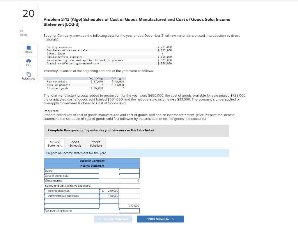  Plz provide formulas when answering this 20 Problem 3-13 (Algo) Schedules