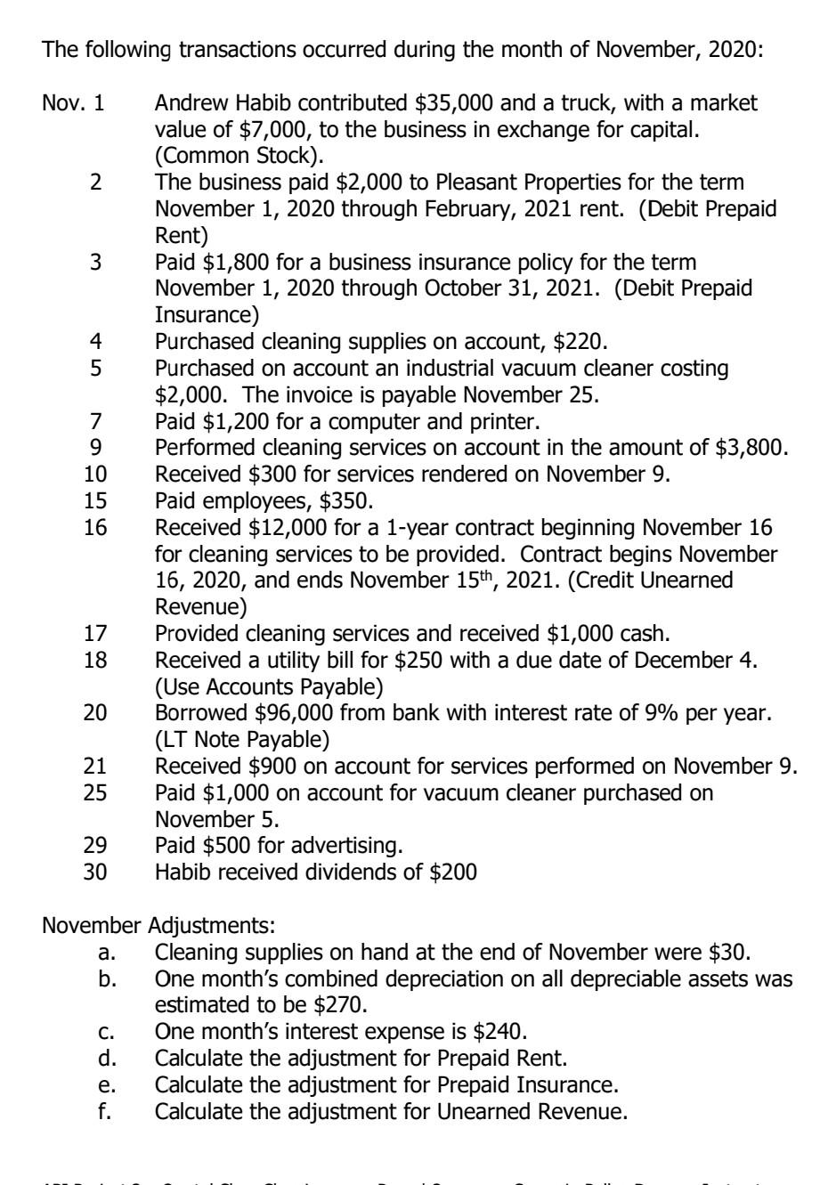 the following transactional data for the first month of operations for Crystal
