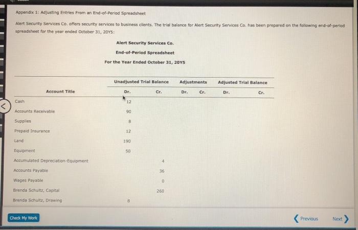  Appendix 1: Adjusting Entries From an End-of-Period Spreadsheet Alert Security Services