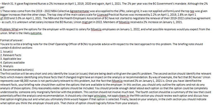 deficiencies in the Collective Agreement between the BCNurses' Union (as employer) and