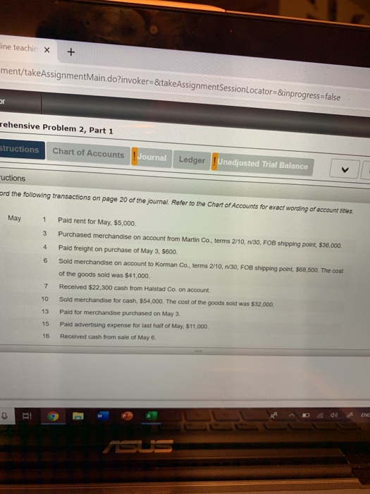 system. The account balances for Paisade Creek Co as of May 1.