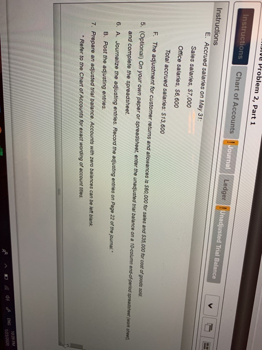 Unadjusted Trial Balance Instructions 569,500 56,700 96,600 124 210 211 212 310