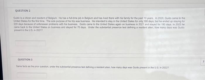 pls answer both clearly with number Guido is a citzen and resident