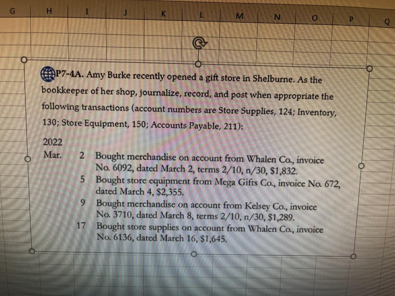 H K L M N o P e P7-4A. Amy Burke