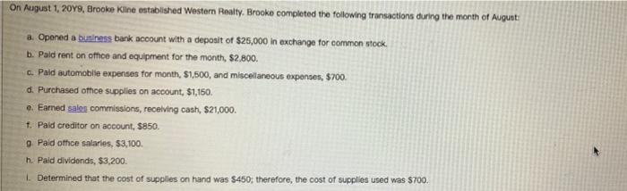 question 1 and 2 a, b, c On August 1, 2009, Brooke