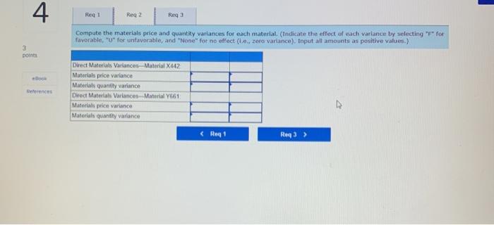raw materials --X442 and Y661. The company uses a standard cost system