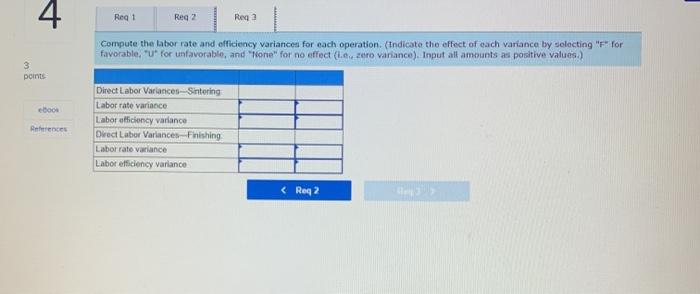 with the following standards for each product on a per unit basis)