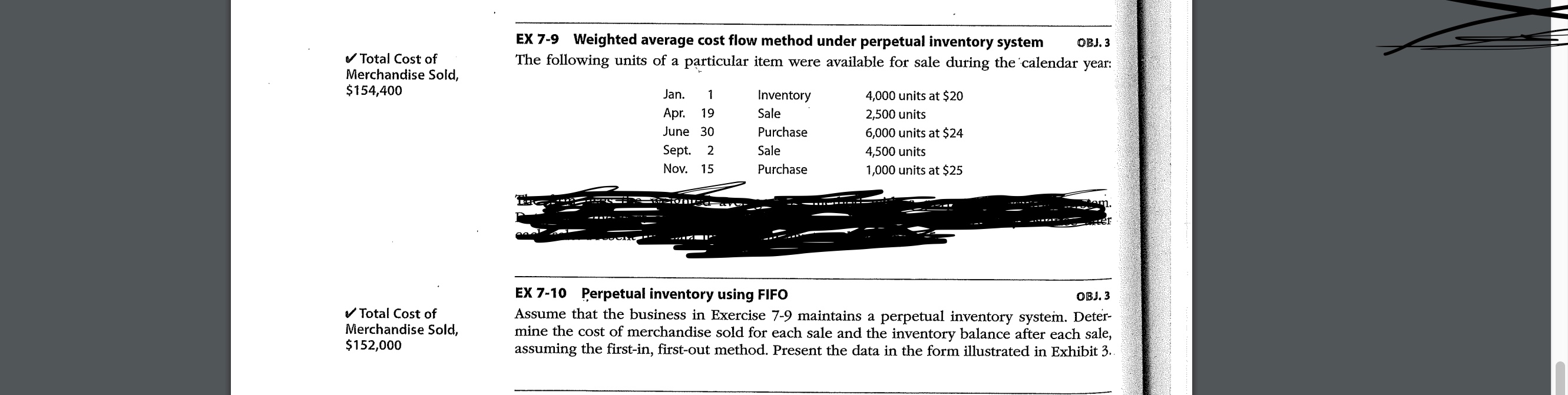  EX 7-9 Weighted average cost flow method under perpetual inventory system