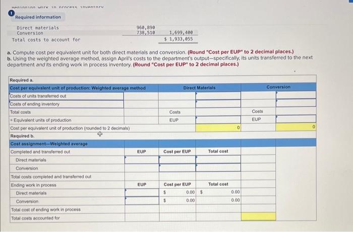 Exercises below. (Algo) [The following information applles to the questions displayed below.]