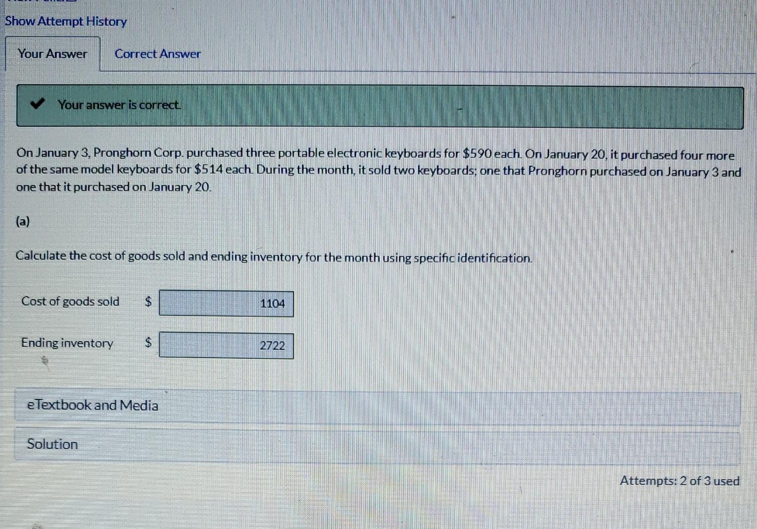 Show Attempt History Your Answer Correct Answer Your answer is correct