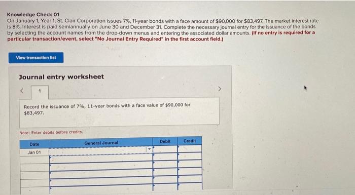  Knowledge Check 01 On January 1, Year 1. St. Clair Corporation