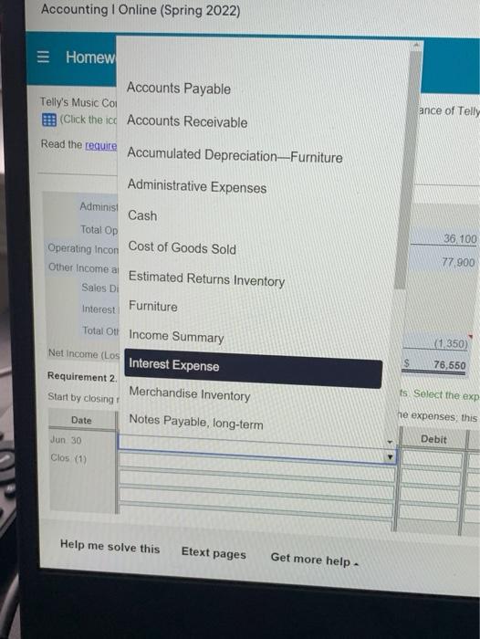 Income and (Expenses) (1.350) Net Income (1.055) 76,560 Requirement 2. Journalicze Telly's