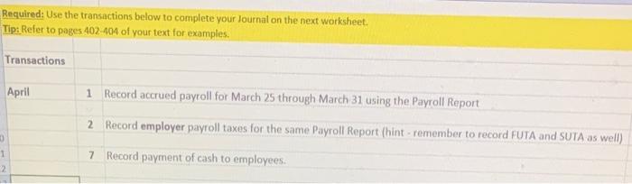 of Employees: 7 Pay Period: March 25 - 31,20X1 Employee Name Hours