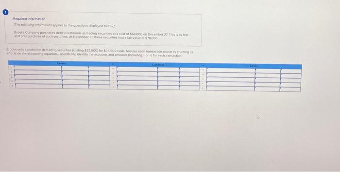 applies to the questions displayed below.) Brooks Company purchases debt investments as