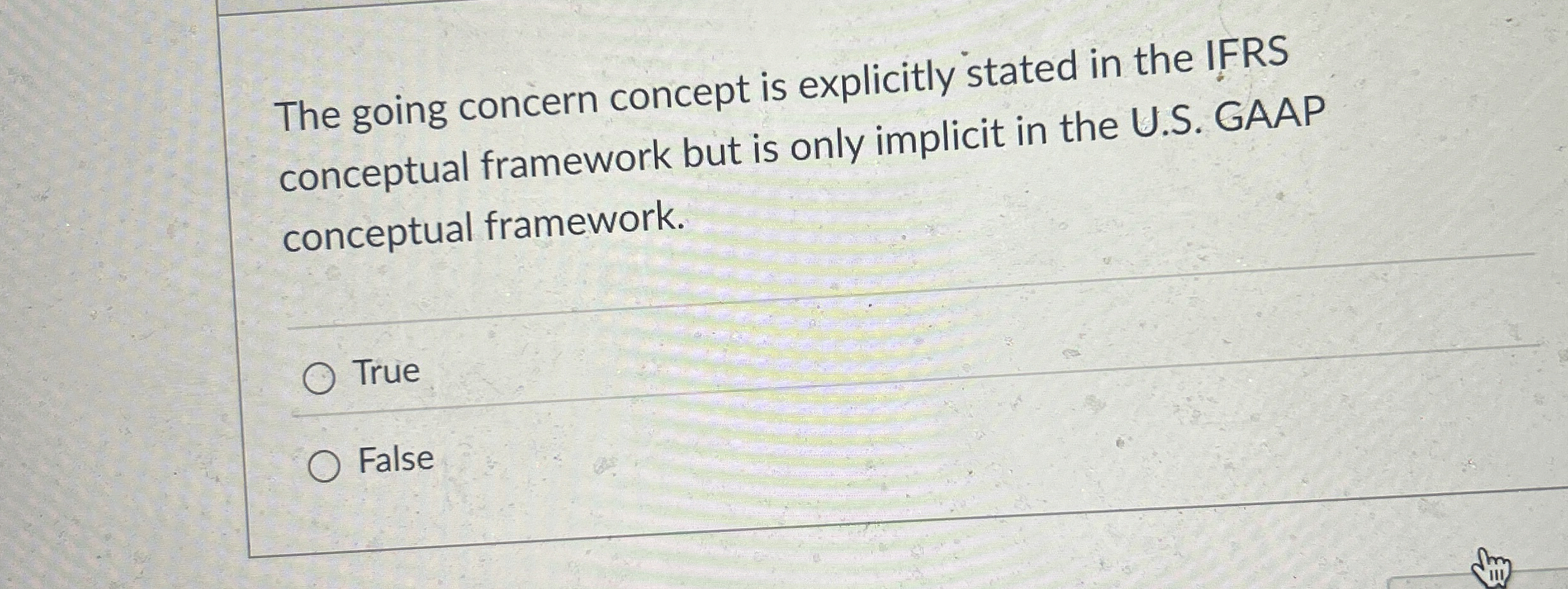  The going concern concept is explicitly stated in the IFRS conceptual