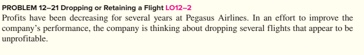 PROBLEM 12-21 Dropping or Retaining a Flight L012-2 Profits have been