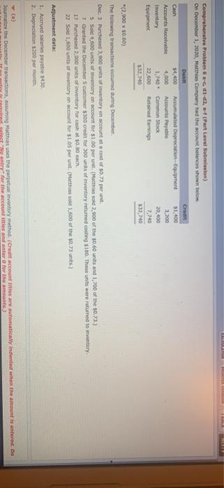  Comprehensive Problem - dl.d. -- (Part Level Submission) On December 1,