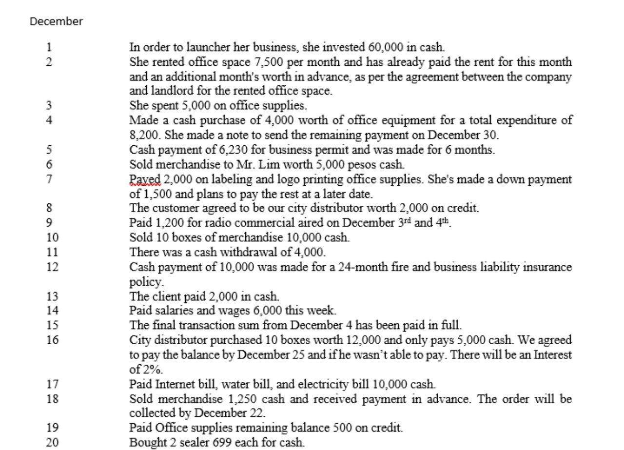 Solve for basic accounting equation and expanded basic acounting equation December 1