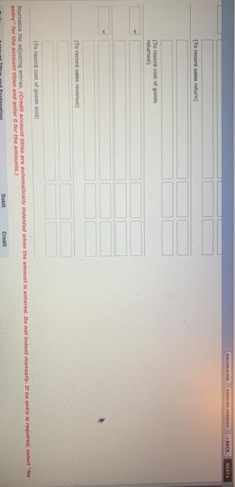 Inventory Equipment De 54,400 Accumulated Depreciation Equipment 4,000 Accounts Payable 1,740 -