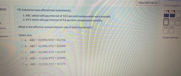 9 Time left 0:46:10 Qulsnavigation tion 1 2 3 FD Industries was