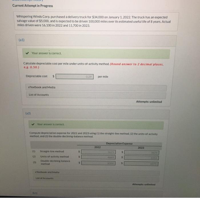  Current Attempt in Progress Whispering Winds Corp. purchased a delivery truck