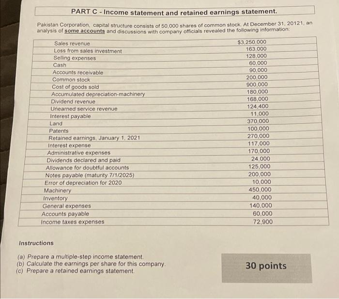 I need the full numbers to be seen please PART C -