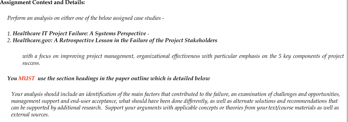 Assignment Context and Details: Perforn an analysis on either one of