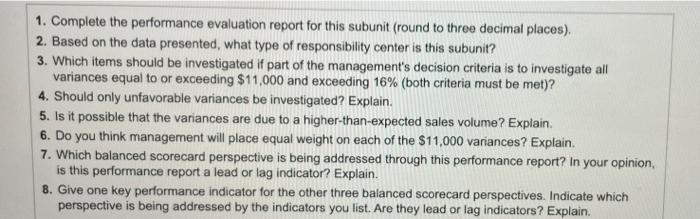 Sports Manufacturing Company-Team Sports Subunit Monthly Performance Report 2 3 For the