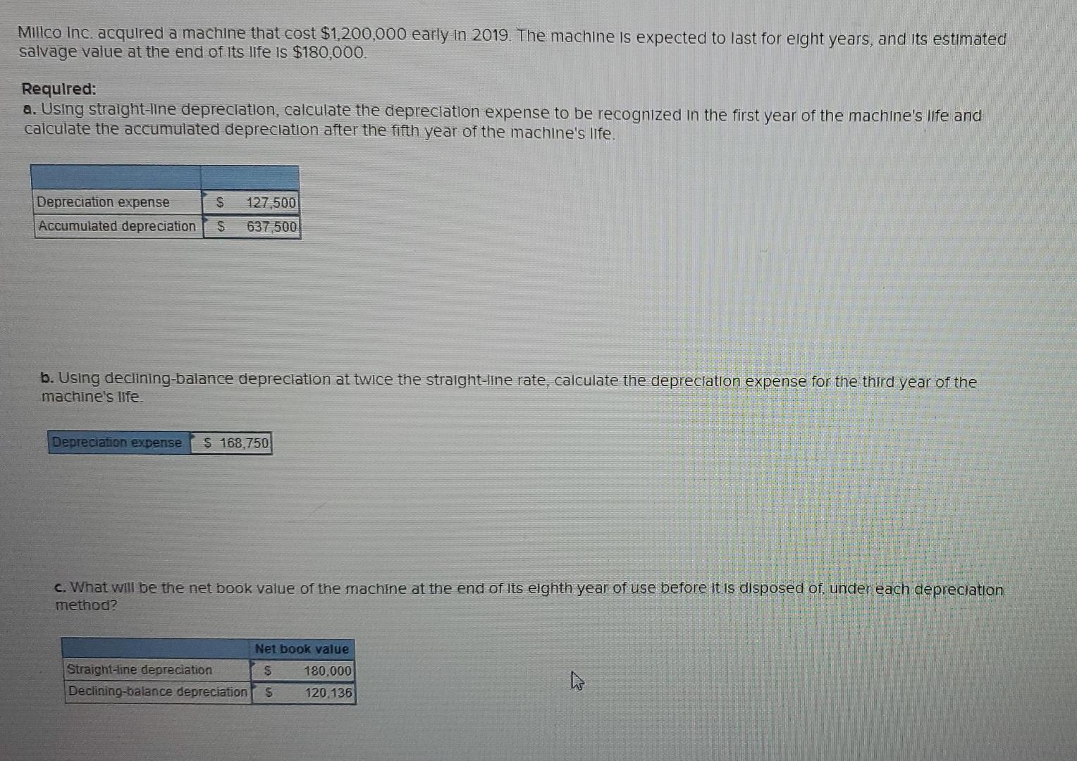  I need help with the declining balance in part c. here's